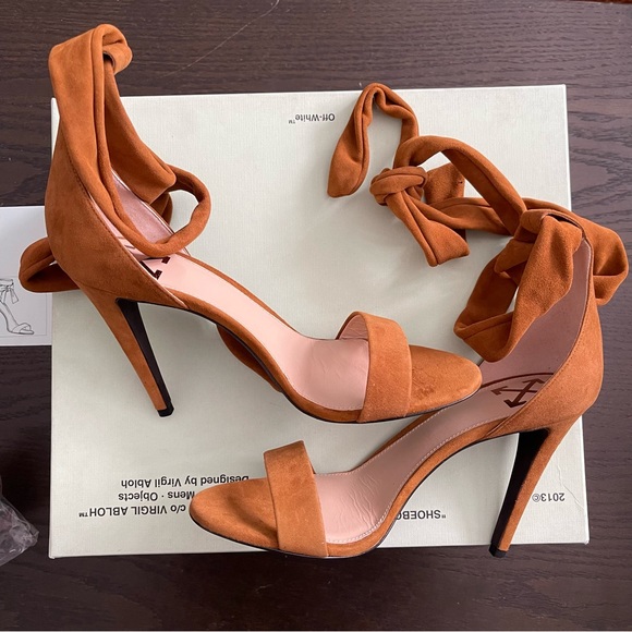 Off-White c/o Virgil Abloh Bow Suede Sandals Size 7.5 NIB - Picture 1 of 12